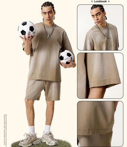 Camiseta S2587 Street Batik con Agujeros, Estilo Vintage, Cuello Pequeño, Desgastada, Manga Corta, Moda Masculina - Product Image 2