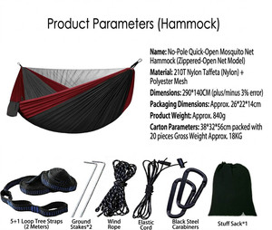 Hamac en maille respirante pour adulte avec sangles d'attache à l'arbre, durable toutes saisons, pour <span class=keywords><strong>1</strong></span> personne, camping en plein air - Product Image 4