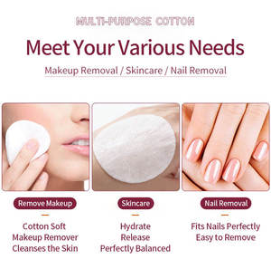 LMLTOP 80/100/120 pièces Tampons de <span class=keywords><strong>coton</strong></span> non tissé à tissage uni pour démaquillage, compresses humides, multi-usages, sans peluches, tampons de <span class=keywords><strong>coton</strong></span> pur V04-V06 - Product Image 6