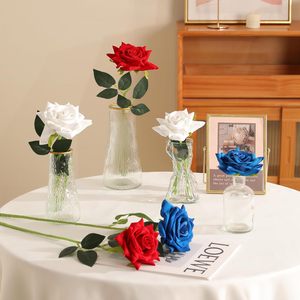 Red <b>White</b> Blue <b>Artificial</b> Flowers Fake Velvet <b>Roses</b> for Independence Day Memorial Day Floral Arrangement Table Centerpieces - Product Image 3