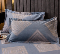 Set Sprei Katun Murni Motif Belah Ketupat Abstrak, Nyaman dan Bernapas, Termasuk Sarung Selimut, Sprei, dan Sarung Bantal untuk Perlengkapan Rumah Tangga, Tekstil Rumah Grosir