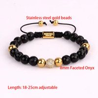 Bracelet en macramé fait main avec pierre d'onyx noir facettée de haute qualité, nouveau design, pour femmes JBS10712