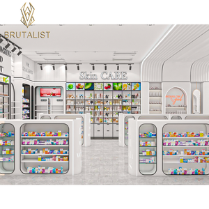 ชั้นวางยาทำจากไม้ชั้นวางของภายในร้านเฟอร์นิเจอร์ร้านขายยาที่ตั้งแสดงการออกแบบเคาน์เตอร์ร้านค้าทางการแพทย์ - Product Image 5