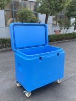 Glacière isotherme rotomoulée robuste et moderne de 330 L en PE, étanche, à roulettes, pour canettes, avec logo