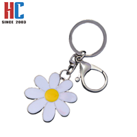 Porte-clés artisanal moderne en métal plaqué or, motif petite marguerite mignonne, avec mousqueton, cadeau personnalisé, 23 ans d'expérience en usine