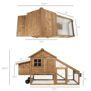 Gabbie a strati per animali domestici a buon mercato per esterni gabbie a strati in legno di grandi dimensioni pollaio Mobile in legno con ruote - Product Image 6