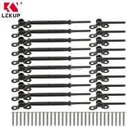 Kit de quincaillerie pour garde-corps en câble en acier inoxydable T316, comprenant un tendeur à levier réglable de 1/8 po et un embout pour poteau en bois