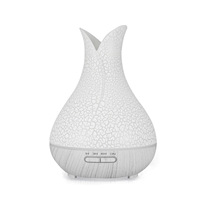 Diffuseur d'arômes et humidificateur en forme de fleur à effet craquelé irisé, neuf, directement de l'usine, capacité de 400 ml, fonction minuterie, silencieux