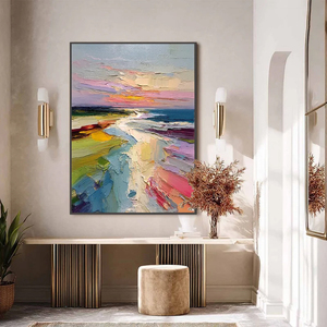 Peinture à l'huile impasto verticale texturée Paysage côtier Embrace Coastal, œuvre d'art texturée faite à la main sur toile pour la décoration de la maison et des hôtels - Product Image 3