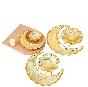 DAMAI Nueva Decoración de Ramadán, Bandeja de Servicio de Hierro Eid Mubarak, Vajilla, Contenedor de Almacenamiento de Alimentos para Postres, Plato para Dulces con Diseño de Luna y Estrella - Product Image 1