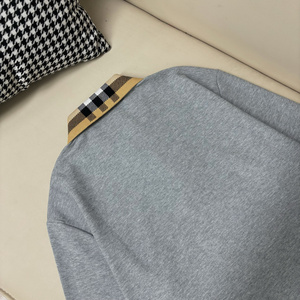 Customized logo Grey Classic Casual 100% Cotton Slim Bur berry <b>Vintage</b> Long-sleeved <b>Polo</b> <b>Shirt</b> for Men - Product Image 4