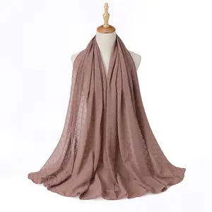 Factory Direct Sales Popular Headscarf New Technology Crumpled Pearl Chiffon Gauze Scarf For Ladies