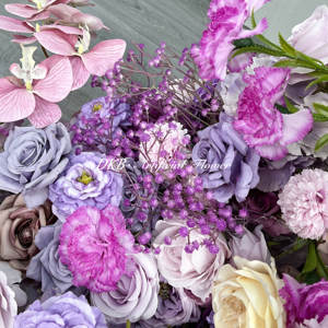 Chemin de table à fleurs pour décoration de mariage personnalisé de haute qualité à bas prix bleu violet rouge - Product Image 4