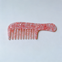 Peigne à cheveux CHUJIAN vintage fait main en acétate à long manche, peigne à dents larges pour cheveux bouclés, soin doux des cheveux pour femmes