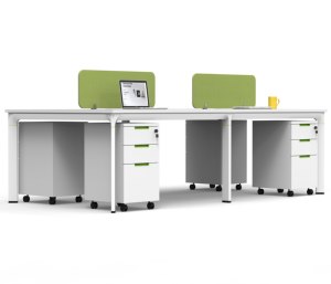 Modern Office Team Work <b>Desk</b> Modular Computer Laptop Station Table Set with Stainless Steel and Screen Partition - Product Image 4