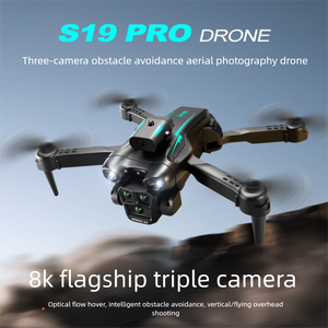 Nouveau produit transfrontalier S19 Drone à trois caméras Photographie aérienne Évitement des obstacles Quadricoptère pliable Télécommande - Product Image 2