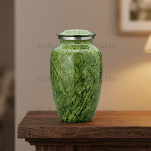 Green Marble Effect Brass Cremation Urn Adult Keepsake Vessel Tabletop <b>Memorial</b> Home Decor - Indian Home Crafts - Product Image 3