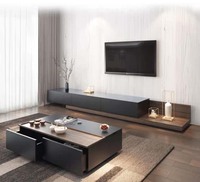 Mobilier de salon moderne meuble TV support TV extensible console média de luxe en bois meuble TV et ensemble table basse