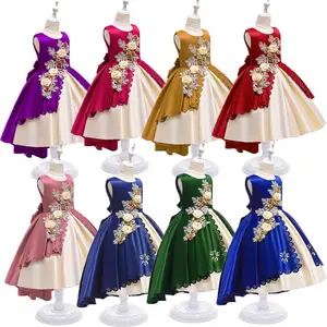 Gaun Pesta Anak Perempuan, Kostum Bunga Kontes Tanpa Lengan