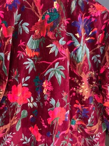 Handmade Bird Print Velvet Kimono Plus Size Cotton Velvet <b>Jacket</b> Dressing Gown <b>Bridal</b> Robe Women's Wine Color Cotton <b>Jacket</b> - Product Image 6