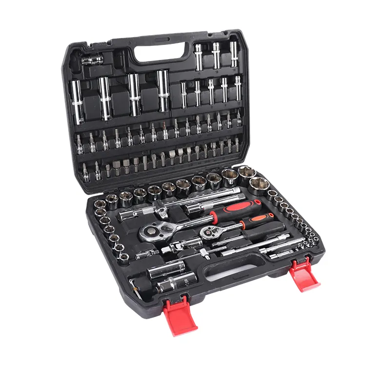 Hot popular 94 Pieces Drive Car Repair Combination Hand Tool Sets Sockets Wrench Set with Plastic Toolbox