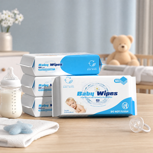 Lingettes humides pour bébé OEM ODM, 60 pièces, biodégradables, écologiques, 99% d'eau, ultra-douces, logo personnalisé et vente en gros sous marque privée - Product Image 6