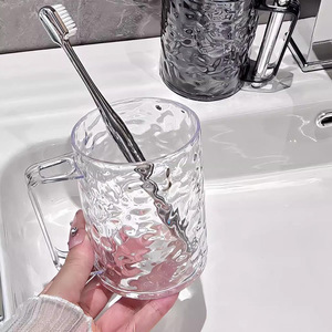 High-value transparent <b>toothbrush</b> cup, luxurious home use, glacier-patterned mouthwash cup, transparent water ripple pattern - Product Image 2