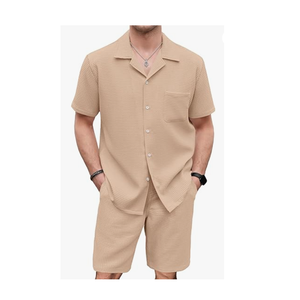 Conjunto corto de verano de tela de terciopelo bordado de diseño personalizado OEM para hombre, conjuntos de ropa de abrigo informal de talla grande con estampado personalizado para hombre - Product Image 1