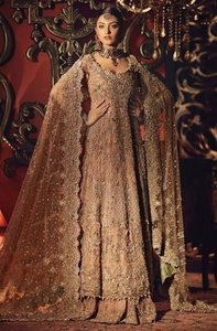 Veste élégante de couleur blanche, longueur au sol avec Lehenga, avec de belles perles de verre de cristal illuminées en pierre, fonctionne pour mariage, 2021 - Product Image 2