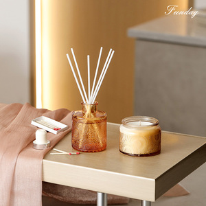 Fundag <b>Reed</b> <b>Diffuser</b> Set Embossed Glass Bottle Classic Retro Natural Fragrance Gift Box - Product Image 3