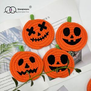 Dessous de verre citrouille tissé personnalisé Halloween napperon décorations de fête en corde de coton transfrontalière pour les occasions festives - Product Image 1