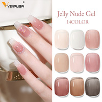 VENALISA Nouveau Vernis à Ongles Gel Émail Semi-transparent Couleur Gelée French Manucure 15ml, Couleurs Douces Crème Bonbon Laque