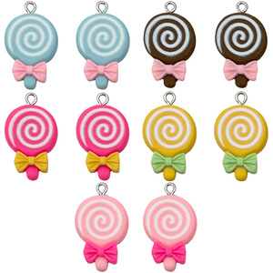 Colorful Resin Lollipop Pendant Charms With <b>Bow</b> For DIY Jewelry Accessories Unisex Gift Fashion Pendants - Product Image 5