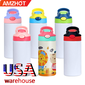 B01-0057 Amz Top Seller USA Warehouse Bouteille d'<span class=keywords><strong>eau</strong></span> isotherme à <span class=keywords><strong>sublimation</strong></span> vierge de 12 oz avec bouchon à clapet pour enfants et école - Product Image 1