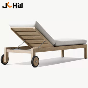 كرسي استلقاء من خشب الساج للفنادق، أثاث خارجي للشرفات، سرير نهاري فاخر للمنتجعات، كرسي شاطئ من خشب الساج مع عجلات - Product Image 4