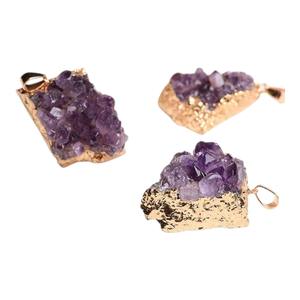 Collier pendentif en cristal naturel, améthyste, pierres de forme aléatoire, bijoux minéraux, cadeau unisexe, en promotion - Product Image 4