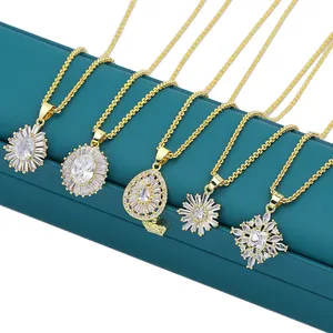 Jin Xiuxing Flower Shaped And Disc Shaped Zircon Fine Jewelry Pendants And Pendant Gold-plated Chains