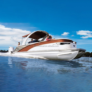 Allhouse 21ft Fully Welding Aluminum Landing Craft Cabin Boats With Double Driver Seaters For Sale