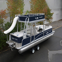 Luxe 25 pieds Double Decker Tritoon maison bateau avec cabine toboggan remorque moteur hors-bord surf pêche rivières aventure en plein air