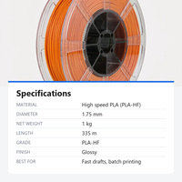 Filamen Printer 3D PLA Kecepatan Tinggi 1.75 mm 1 kg Gulungan PLA-HF Grade Aliran Leleh Cepat Ekstrusi Halus untuk Printer 3D FDM