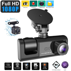 Cámara de Coche HD 1080p con Grabador de Video, Pantalla IPS de 2.0 Pulgadas, Cámara Delantera/Trasera/Interior, DVR para Coche con 3 Lentes, Visión Nocturna, Wifi, 1 Año de Garantía - Product Image 1