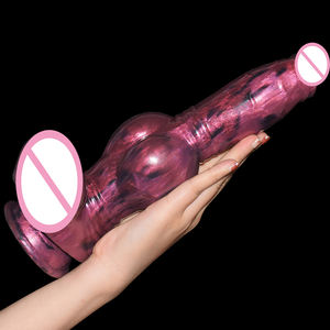 NNSX Internal Glow Dog Big Knot Dildo mit Saugnapf Zwei riesige Ei gestreifte Design Butt Plug Adult Sexual Fantasy Produkte Sex Shop - Product Image 4