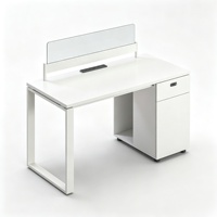 Poste de travail modulaire moderne avec cloison en acrylique et armoire latérale pour bureau multi-personnes