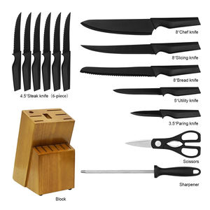 Kitchenware 14-Piece Black PP Handle Cutlery <b>Set</b> Black Anti-Bacterial Coating Kitchen <b>Knife</b> <b>Set</b> with Block - Product Image 6