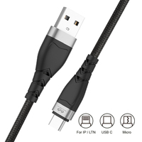 Cable USB-C de Carga Rápida Miccell 2.4A para iPhone, Computadora e Impresora - Aleación de Aluminio, Opciones de Longitud de 1M/2M/3M