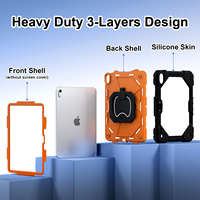 Housse de protection antichoc en silicone pour tablette PC avec support et dragonne 360° pour iPad A16 11e génération 11 pouces 2025 et iPad 10e génération 10,9 pouces 2022