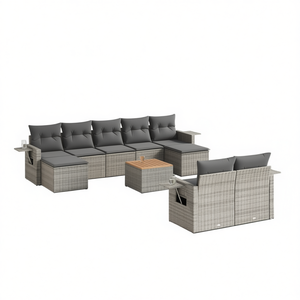 Set Divano da Giardino in Rattan Grigio 6 Posti Resistente alle Intemperie Arredamento da Esterno Design Contemporaneo - Product Image 1