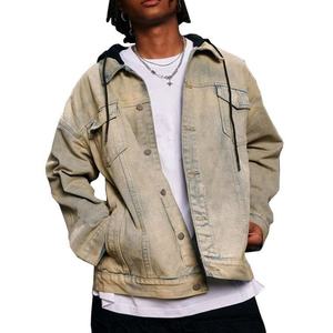 Nouvelle veste en jean vintage pour homme, lavée, capuche amovible, coupe ample, style Y2K, streetwear, tendances hip-hop, décontractée, respirante - Product Image 5