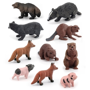 Set de Animales Silvestres Simulados: Castor, Zorro, Texugo, <span class=keywords><strong>Gulo</strong></span>, Glulo, Lechón, Miniaturas Decorativas para Paisajes, Juguete - Product Image 4