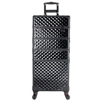 Valise de maquillage 4 en 1 sur roulettes, boîte à cosmétiques roulante avec porte-éponge à vernis à ongles, organisateur de coiffeur, organisateur de tatouage, chariot de voyage
